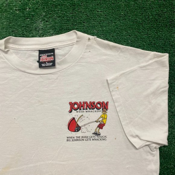 Vintage 90s Big Johnson Weed Whacker Single Stitch Funny Tee - Picture 2 of 7
